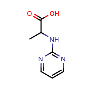 Chemical structure of 2-[(pyrimidin-2-yl)amino]propanoic acid , CAS 126190-31-6, AChemBlock S81508