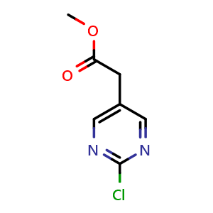 Chemical structure of methyl 2-(2-chloropyrimidin-5-yl)acetate , CAS 1261803-28-4, AChemBlock S81512