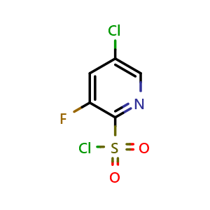 Chemical structure of 5-chloro-3-fluoropyridine-2-sulfonyl chloride , CAS 1261737-23-8, AChemBlock S81514