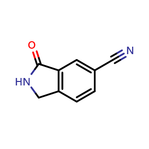 Chemical structure of 3-oxo-2,3-dihydro-1H-isoindole-5-carbonitrile , CAS 1261726-80-0, AChemBlock S81516