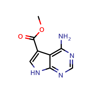 Chemical structure of methyl 4-amino-7H-pyrrolo[2,3-d]pyrimidine-5-carboxylate , CAS 126149-77-7, AChemBlock S81519