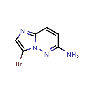 Chemical structure of 3-bromoimidazo[1,2-b]pyridazin-6-amine , CAS 1260850-70-1, AChemBlock S81526