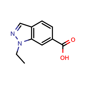 Chemical structure of 1-ethyl-1H-indazole-6-carboxylic acid , CAS 1260759-87-2, AChemBlock S81543