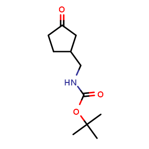 Chemical structure of tert-butyl N-[(3-oxocyclopentyl)methyl]carbamate , CAS 1260674-55-2, AChemBlock S81548
