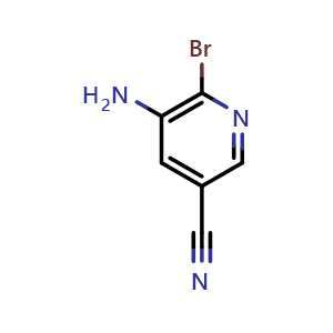 Chemical structure of 5-amino-6-bromo-pyridine-3-carbonitrile , CAS 1260666-04-3, AChemBlock S81560