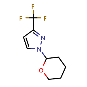 Chemical structure of 1-(oxan-2-yl)-3-(trifluoromethyl)-1H-pyrazole , CAS 1260662-94-9, AChemBlock S81571