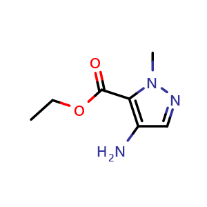 Chemical structure of ethyl 4-amino-1-methyl-1H-pyrazole-5-carboxylate , CAS 1260659-38-8, AChemBlock S81572