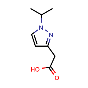 Chemical structure of 2-[1-(propan-2-yl)-1H-pyrazol-3-yl]acetic acid , CAS 1260658-97-6, AChemBlock S81573