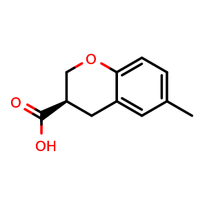 Chemical structure of (3R)-6-methyl-3,4-dihydro-2H-1-benzopyran-3-carboxylic acid , CAS 1260614-18-3, AChemBlock S81579