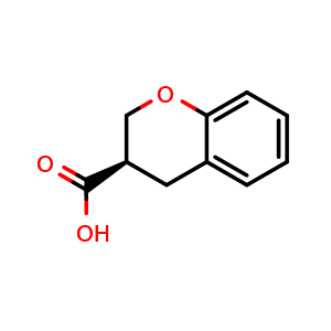 Chemical structure of (3R)-3,4-dihydro-2H-1-benzopyran-3-carboxylic acid , CAS 1260609-71-9, AChemBlock S81582
