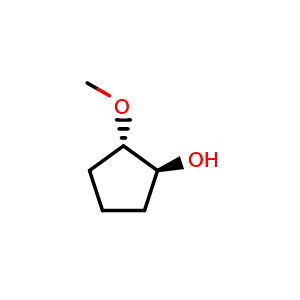 Chemical structure of (1S,2S)-2-methoxycyclopentan-1-ol , CAS 1260427-40-4, AChemBlock S81587