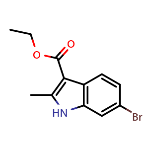 Chemical structure of ethyl 6-bromo-2-methyl-1H-indole-3-carboxylate , CAS 1260385-41-8, AChemBlock S81590