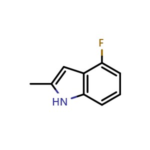 Chemical structure of 4-fluoro-2-methyl-1H-indole , CAS 1260383-51-4, AChemBlock S81591