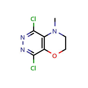 Chemical structure of 5,8-dichloro-4-methyl-2H,3H,4H-pyridazino[4,5-b][1,4]oxazine , CAS 1259224-16-2, AChemBlock S81608