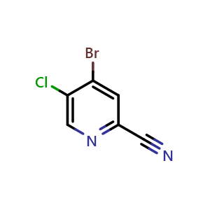 Chemical structure of 4-bromo-5-chloro-pyridine-2-carbonitrile , CAS 1256823-76-3, AChemBlock S81653