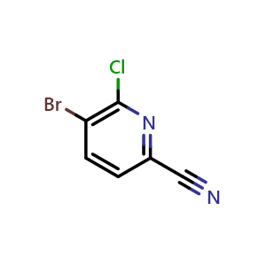 Chemical structure of 5-bromo-6-chloropyridine-2-carbonitrile , CAS 1256823-65-0, AChemBlock S81654