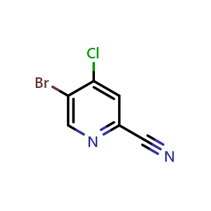 Chemical structure of 5-bromo-4-chloro-pyridine-2-carbonitrile , CAS 1256790-41-6, AChemBlock S81668
