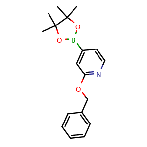 Chemical structure of 2-(benzyloxy)-4-(4,4,5,5-tetramethyl-1,3,2-dioxaborolan-2-yl)pyridine , CAS 1256359-03-1, AChemBlock S81689