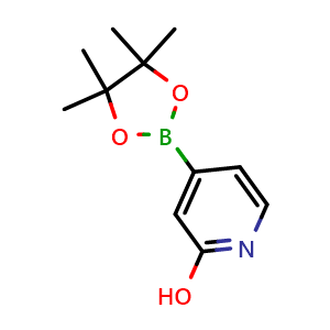 Chemical structure of 4-(tetramethyl-1,3,2-dioxaborolan-2-yl)pyridin-2-ol , CAS 1256358-90-3, AChemBlock S81696