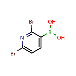 Chemical structure of (2,6-dibromopyridin-3-yl)boronic acid , CAS 1256355-52-8, AChemBlock S81699