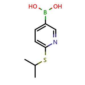 Chemical structure of (6-(isopropylthio)pyridin-3-yl)boronic acid , CAS 1256345-90-0, AChemBlock S81703