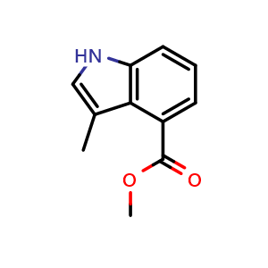 Chemical structure of methyl 3-methyl-1H-indole-4-carboxylate , CAS 1255527-73-1, AChemBlock S81718