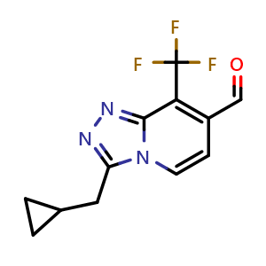 Chemical structure of 3-(Cyclopropylmethyl)-8-(trifluoromethyl)-[1,2,4]triazolo[4,3-a]pyridine-7-carbaldehyde , CAS 1254982-03-0, AChemBlock S81721