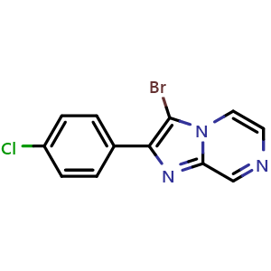 Chemical structure of 3-bromo-2-(4-chlorophenyl)imidazo[1,2-a]pyrazine , CAS 1254709-41-5, AChemBlock S81722