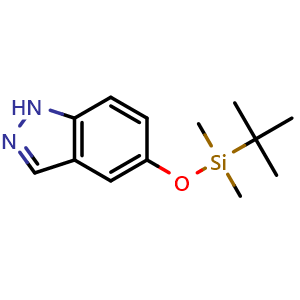 Chemical structure of tert-butyl-(1H-indazol-5-yloxy)-dimethyl-silane , CAS 1254473-74-9, AChemBlock S81723