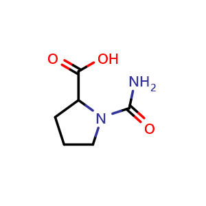 Chemical structure of 1-carbamoylpyrrolidine-2-carboxylic acid , CAS 125411-62-3, AChemBlock S81728