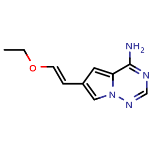 Chemical structure of 6-(2-ethoxyethenyl)pyrrolo[2,1-f][1,2,4]triazin-4-amine , CAS 1253962-47-8, AChemBlock S81729