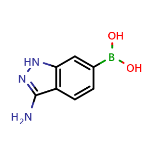 Chemical structure of (3-amino-1H-indazol-6-yl)boronic acid , CAS 1253911-23-7, AChemBlock S81732