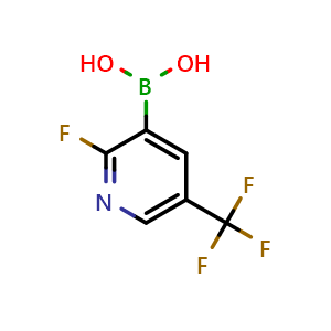 Chemical structure of 2-fluoro-5-(trifluoromethyl)pyridin-3-ylboronic acid , CAS 1253569-51-5, AChemBlock S81737