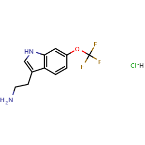 Chemical structure of 2-[6-(trifluoromethoxy)-1H-indol-3-yl]ethan-1-amine hydrochloride , CAS 1252686-45-5, AChemBlock S81740