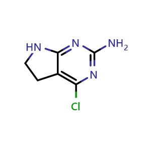 Chemical structure of 4-chloro-5H,6H,7H-pyrrolo[2,3-d]pyrimidin-2-amine , CAS 1251761-95-1, AChemBlock S81753
