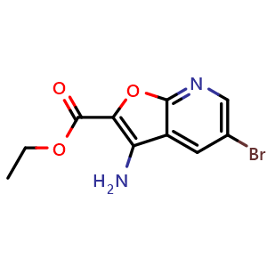 Chemical structure of ethyl 3-amino-5-bromofuro[2,3-b]pyridine-2-carboxylate , CAS 1251582-89-4, AChemBlock S81755