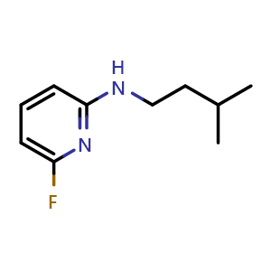 Chemical structure of 6-fluoro-N-(3-methylbutyl)pyridin-2-amine , CAS 1251359-03-1, AChemBlock S81760