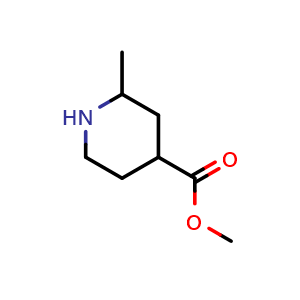 Chemical structure of methyl 2-methylpiperidine-4-carboxylate , CAS 125104-32-7, AChemBlock S81769