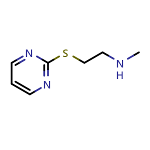 Chemical structure of methyl[2-(pyrimidin-2-ylsulfanyl)ethyl]amine , CAS 1250316-46-1, AChemBlock S81814