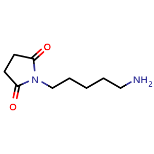 Chemical structure of 1-(5-aminopentyl)pyrrolidine-2,5-dione , CAS 1250186-12-9, AChemBlock S81818