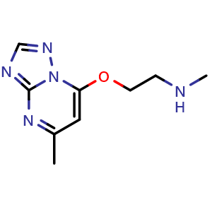 Chemical structure of methyl[2-({5-methyl-[1,2,4]triazolo[1,5-a]pyrimidin-7-yl}oxy)ethyl]amine , CAS 1250173-02-4, AChemBlock S81819