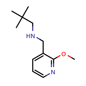 Chemical structure of (2,2-dimethylpropyl)[(2-methoxypyridin-3-yl)methyl]amine , CAS 1250093-05-0, AChemBlock S81821