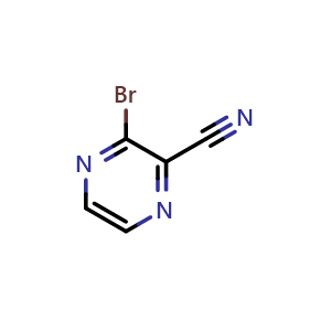 Chemical structure of 3-bromopyrazine-2-carbonitrile , CAS 1250022-24-2, AChemBlock S81824