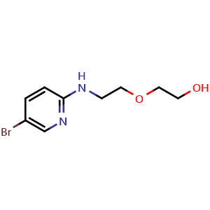 Chemical structure of 2-{2-[(5-bromopyridin-2-yl)amino]ethoxy}ethan-1-ol , CAS 1249978-84-4, AChemBlock S81827