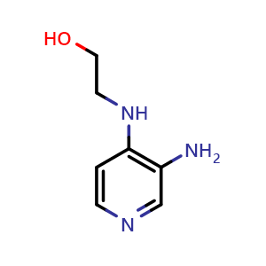 Chemical structure of 2-[(3-aminopyridin-4-yl)amino]ethan-1-ol , CAS 124897-41-2, AChemBlock S81865