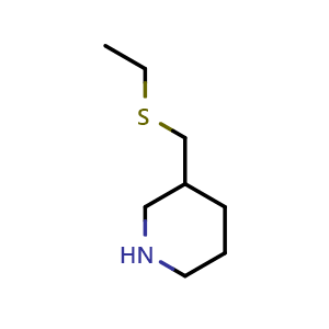 Chemical structure of 3-[(ethylsulfanyl)methyl]piperidine , CAS 1248515-68-5, AChemBlock S81873