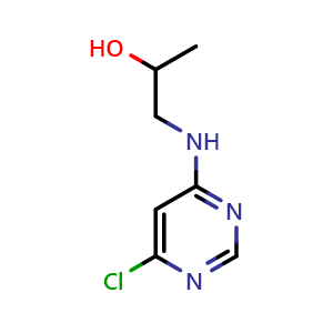 Chemical structure of 1-[(6-chloropyrimidin-4-yl)amino]propan-2-ol , CAS 1248283-41-1, AChemBlock S81875
