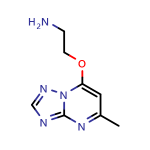 Chemical structure of 2-({5-methyl-[1,2,4]triazolo[1,5-a]pyrimidin-7-yl}oxy)ethan-1-amine , CAS 1248234-21-0, AChemBlock S81877