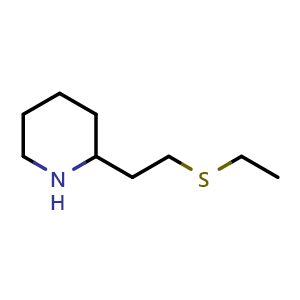 Chemical structure of 2-[2-(ethylsulfanyl)ethyl]piperidine , CAS 1247555-30-1, AChemBlock S81894