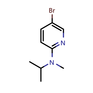 Chemical structure of 5-bromo-N-methyl-N-(propan-2-yl)pyridin-2-amine , CAS 1247382-28-0, AChemBlock S81898